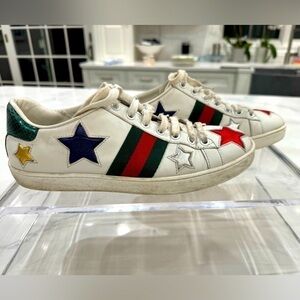 GUCCI ACE metallic star leather size IT 37.5
